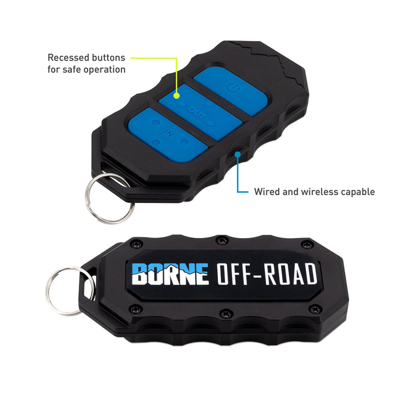 Borne Off-Road 10K Winch - Blue Synthetic Rope - BNWN-10-SBL