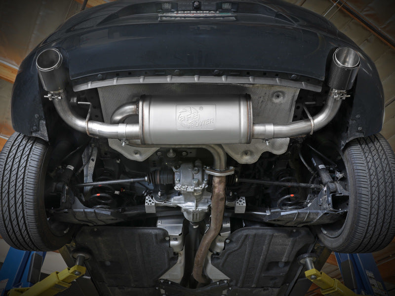 aFe 19-22 Mazda 3 L4 2.5L Takeda 3in to 2-1/2in 304 SS Axle-Back Exhaust w/ Blue Flame Tip - 49-37023-L