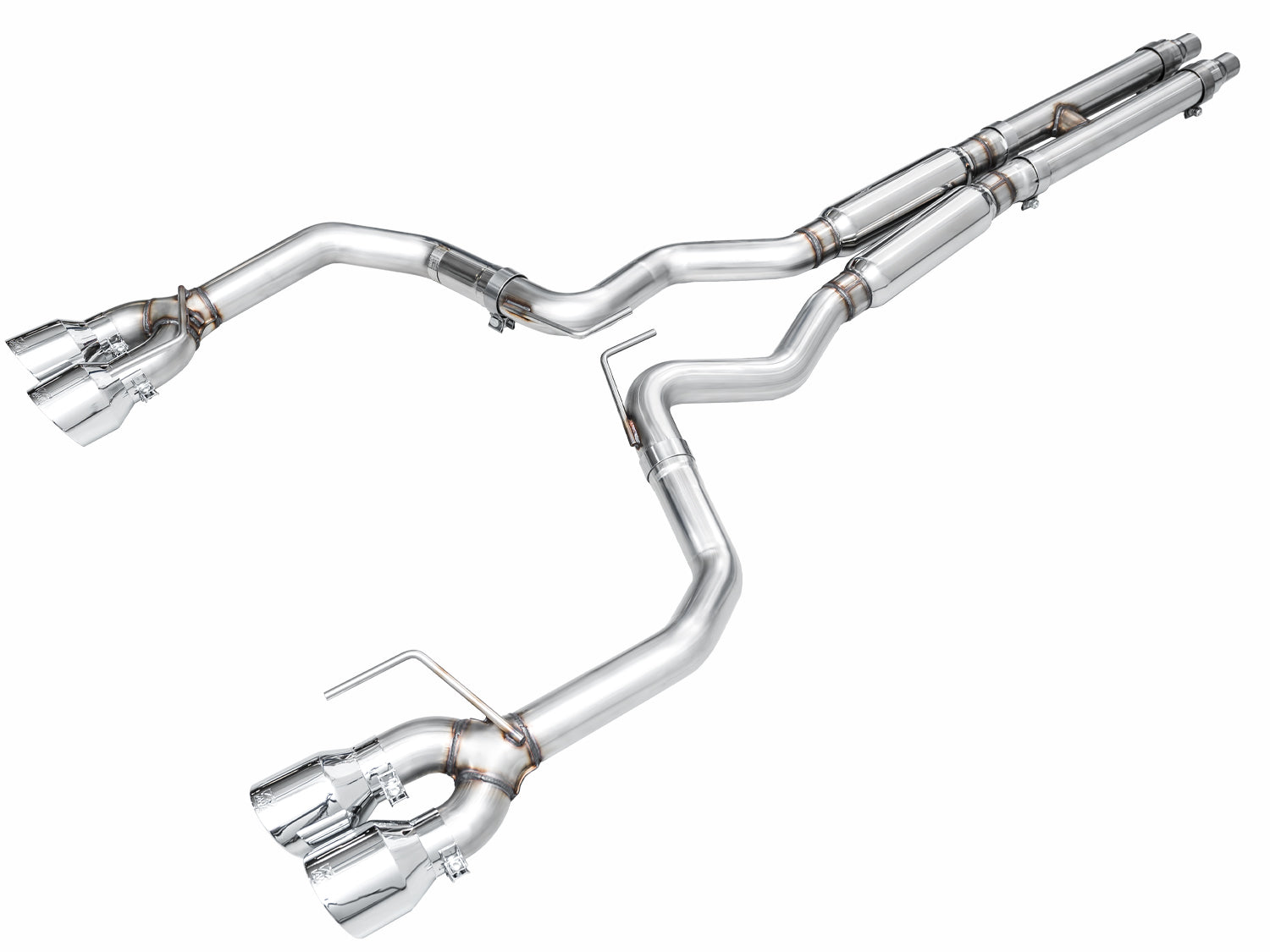 AWE 2024 Ford Mustang GT Fastback S650 RWD Track Edition Catback Exhaust w/ Quad Chrome Silver Tips - 3020-42650
