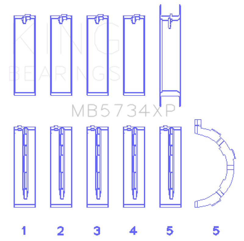 King Ford Mustang 302 Coyote (Size STDX) Performance Main Bearing Set - MB5734XPSTDX