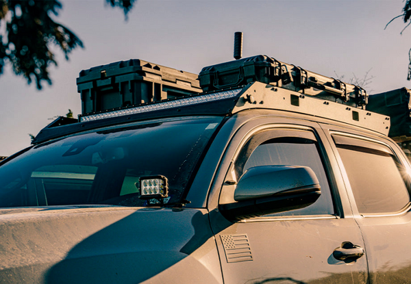 Cali Raised 05-23 Toyota Tacoma Premium Roof Rack - Blue - Tall/No Lights - CR2753 - front view