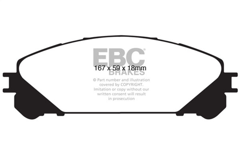EBC 10+ Lexus RX350 3.5 (Japan) Extra Duty Front Brake Pads - ED91837 for 2010-2022 Lexus RX - front view