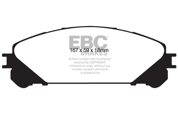 EBC 10+ Lexus RX350 3.5 (Japan) Extra Duty Front Brake Pads - ED91837 for 2010-2022 Lexus RX - front view