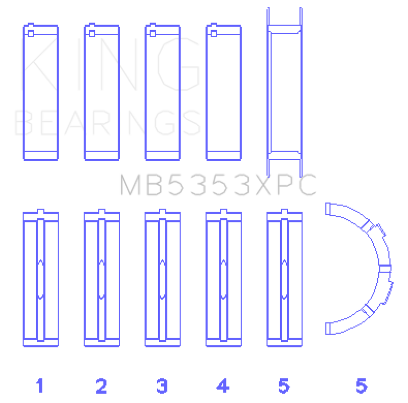 King Ford 281 4.6L SOHC 16v  Performance Main Bearing Set - Coated - MB5353XPC