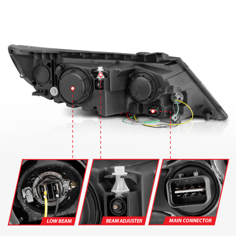 ANZO 2011-2013 Kia Sorento Projector Headlights w/ Halo Black (CCFL) - 111248