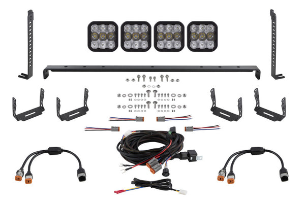 Diode Dynamics 14-23 Toyota 4Runner SS5 Stealth Grille LED 4-Pod Kit - Pro White Combo - DD7544 for 2014-2024 Toyota 4Runner 