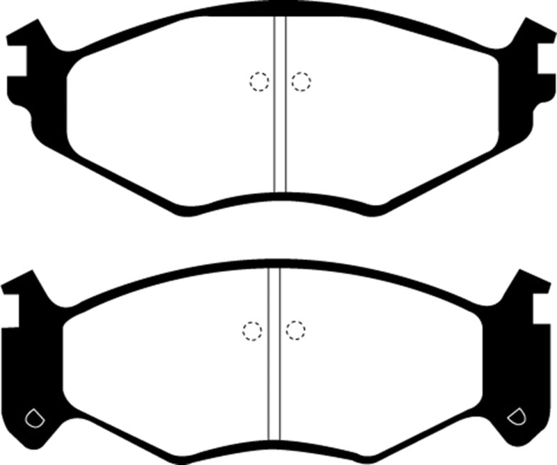 EBC 91-95 Chrysler LeBaron 2.5 (15in Wheels) Ultimax2 Front Brake Pads - UD522 for 1990-1995 Dodge Spirit - installed view