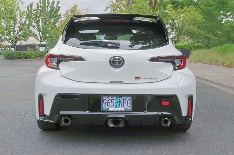PERRIN 23-26 Toyota GR Corolla Rear Tow Hook - Red - PTP-BDY-251RD by Perrin Performance - side view