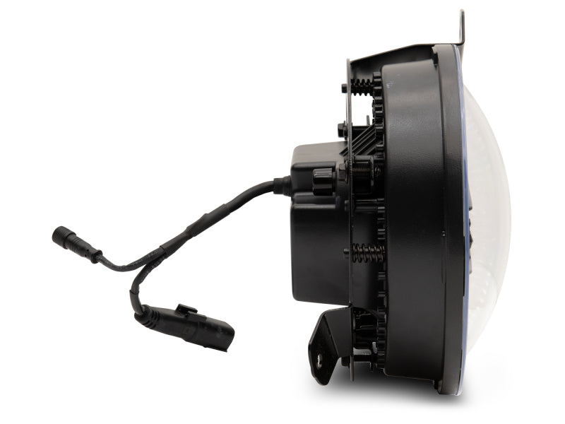 Raxiom 18-22 Jeep Wrangler JL/JT Axial 9-Inch LED Headlights w/RGB Halo- Blk Housing (Clear Lens) - J142668