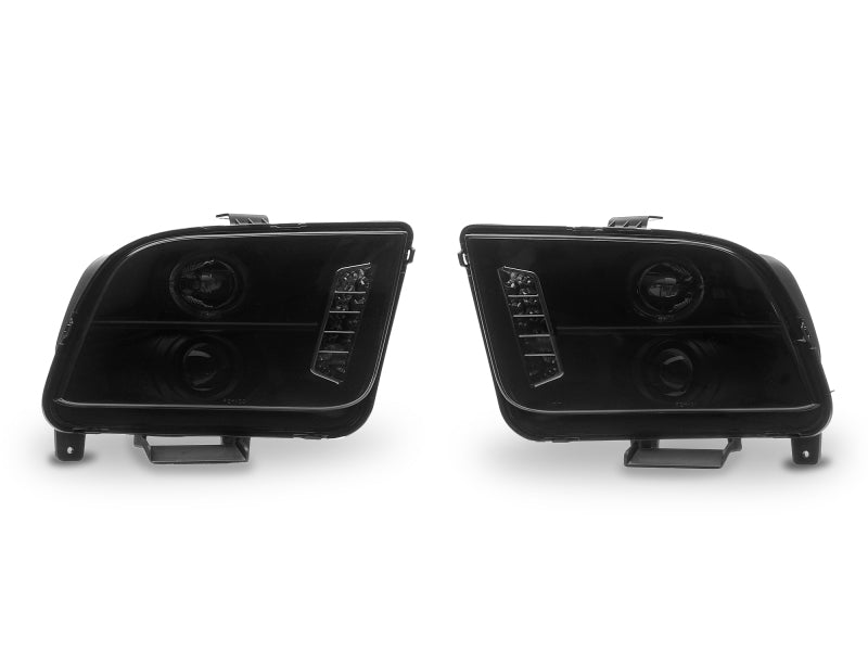 Raxiom 05-09 Ford Mustang w/ Halogen LED Halo Prjctr Headlights-Blk Hsng(Smoked Lens Exclude GT500) - 49128