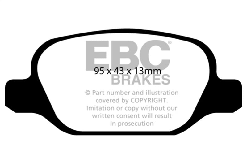 EBC 10-11 Fiat 500 1.4 (Bosch Calipers) Greenstuff Rear Brake Pads - DP21338