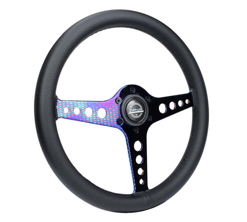 NRG Light Weight Gaming Steering Wheel - Driftz 350mm 3 NeoChrome Spokes Perforated Leather - ST-034MC-PR - close-up view 2 3