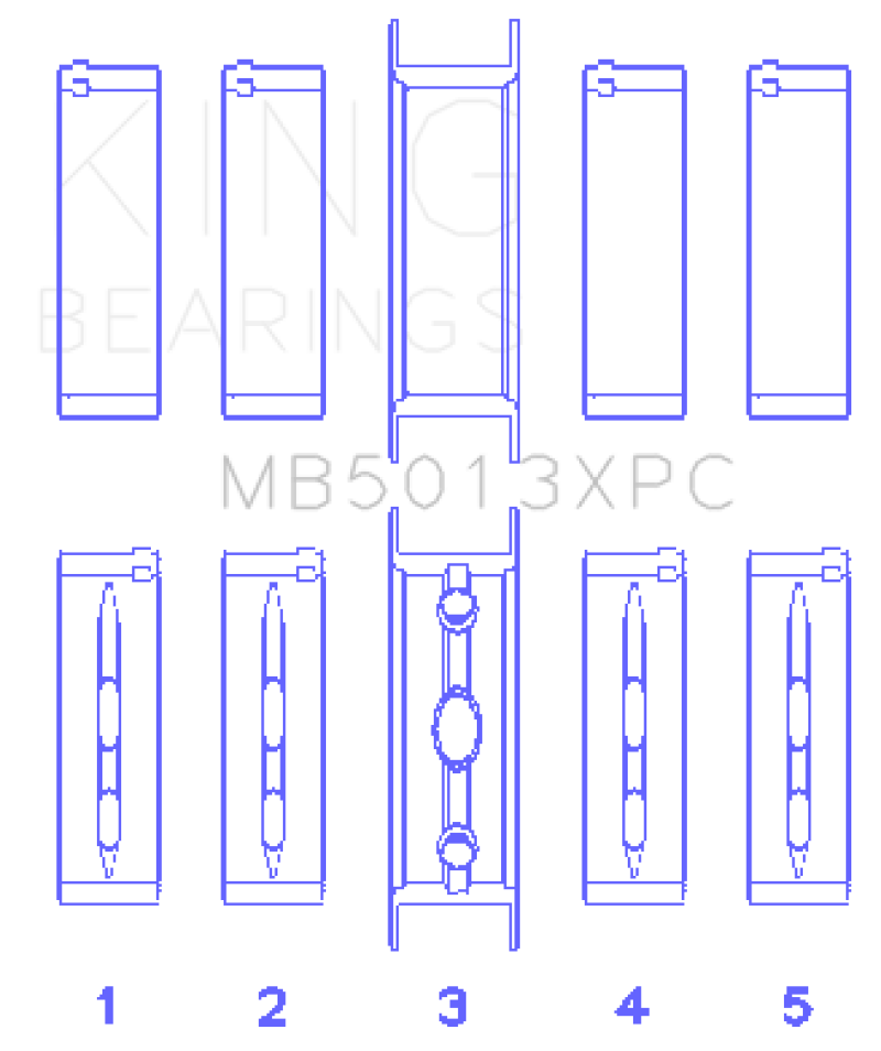 King Chevy LS1 / LS2 / LS6 (Size STD) Performance Main Bearing Set w/ pMaxKote - MB5013XPC