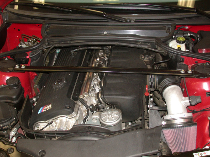 K&N 01-05 BMW M3 E46 Wrinkle Black Typhoon Short Ram Intake - 69-2001TWK for 2001-2005 BMW M3 - angle view
