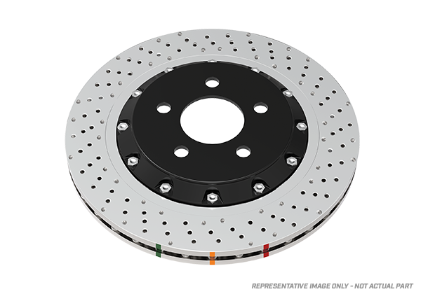 DBA 17-20 Honda Civic Type R Front 5000 Series Cross Drilled Rotor w/Black Hat - DBA53700BLKXD