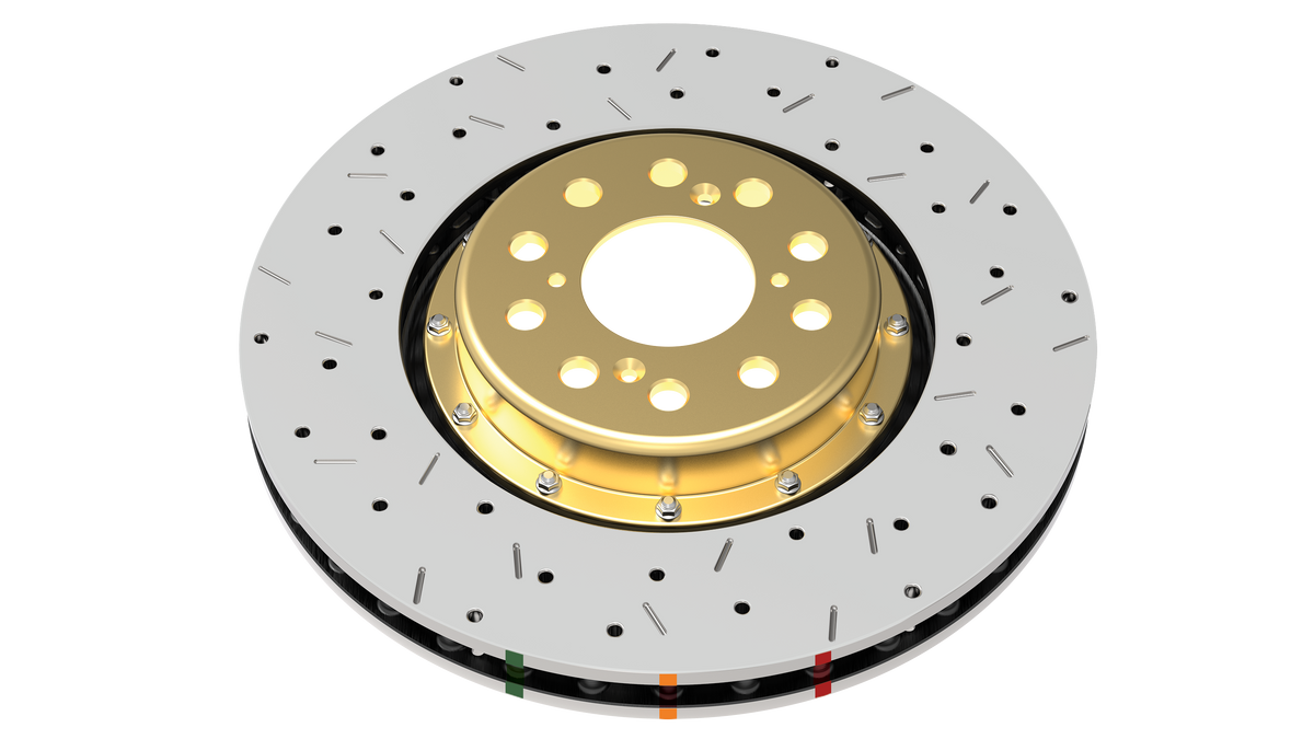 DBA 09+ Nissan GTR R-35 Front Drilled & Slotted 5000 Series 2 Piece Rotor Assembled w/ Black Hat (Av - DBA52320BLKXS