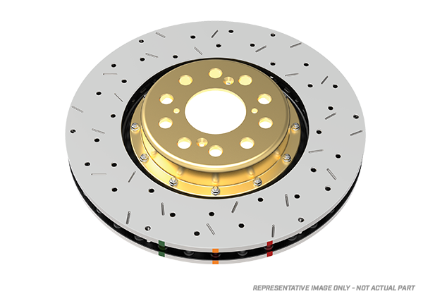DBA 09+ Nissan GTR R-35 Front Drilled & Slotted 5000 Series 2 Piece Rotor Assembled w/ Black Hat (Av - DBA52320BLKXS