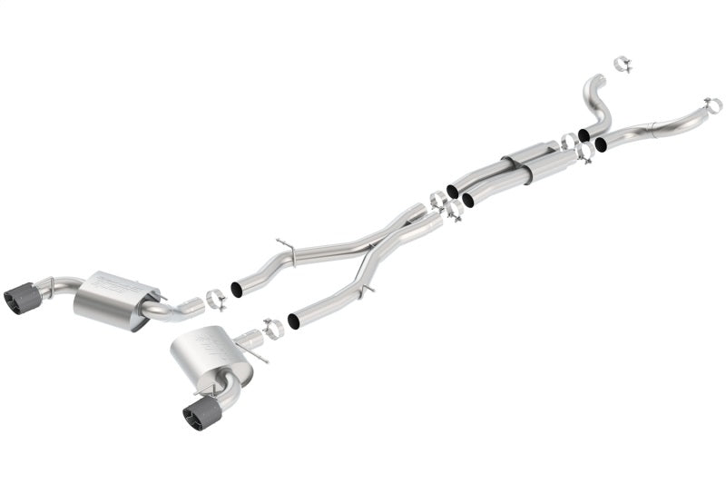 Borla 16-17 Chevy Camaro 6.2L 4.5in Carbon Fiber Tips Single Split Exit S-Type Catback Exhaust - 140689CF