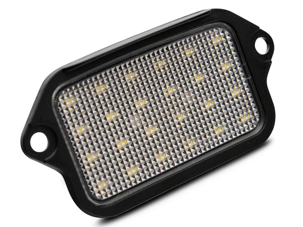 Raxiom 05-09 Ford Mustang Axial Series LED License Plate Lamps - 413032 for 2005-2009 Ford Mustang - front view
