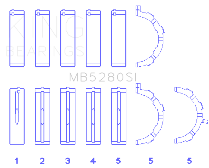 King Ford 281CI/330CI 4.6L/5.4L V8 (Size +0.75) Main Bearing Set - MB5280SI0.75