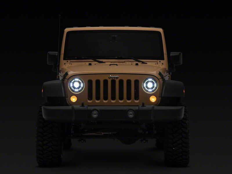 Raxiom 07-18 Jeep Wrangler JK Axial Series Quatro LED Headlights- Black Housing- Clear Lens - J194501 - close-up view 11