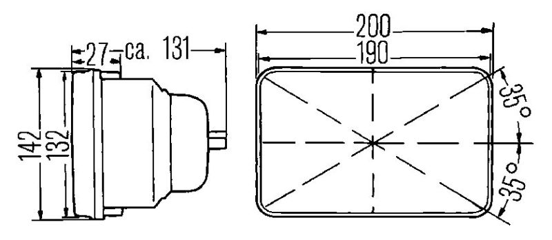 Hella Vision Hlmp Kit 190X132Mm H4 12V (Qty 2) (Legal in US for MOTORCYLCES ONLY) - 003427811