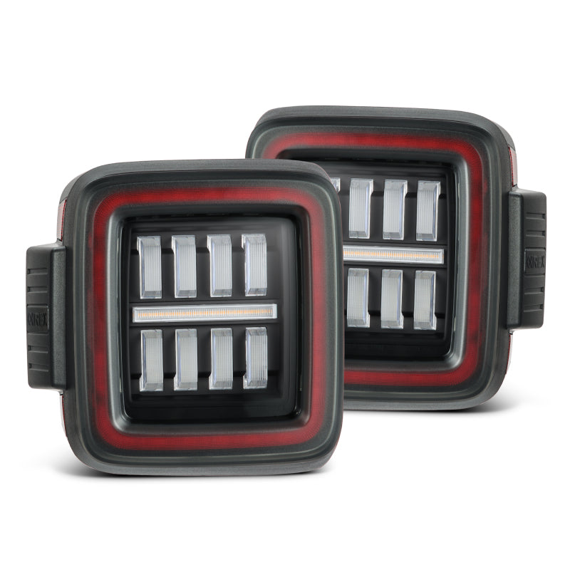 AlphaRex 18-23 Jeep Wrangler JL NOVA Prismatic LED Taillights Black-Red - 602020
