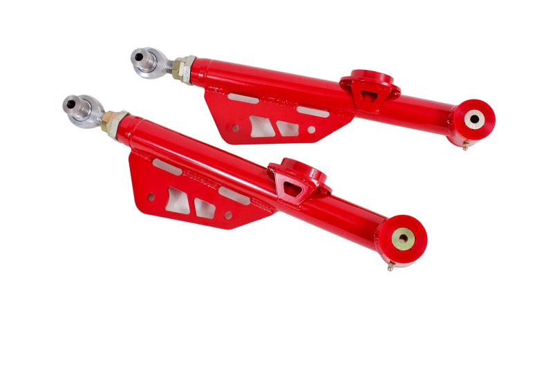 BMR 79-98 Fox Mustang On-Car Adj. Lower Control Arms / Rod End Combo (Polyurethane) - Red - TCA051R