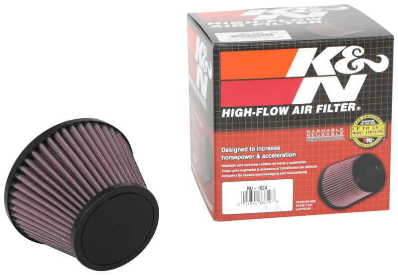 K&amp;N Universal Clamp-On Air Filter 2.375in Flg ID x 5.21875in B OD x 3.5in T OD x 3.75in H - RU-1624