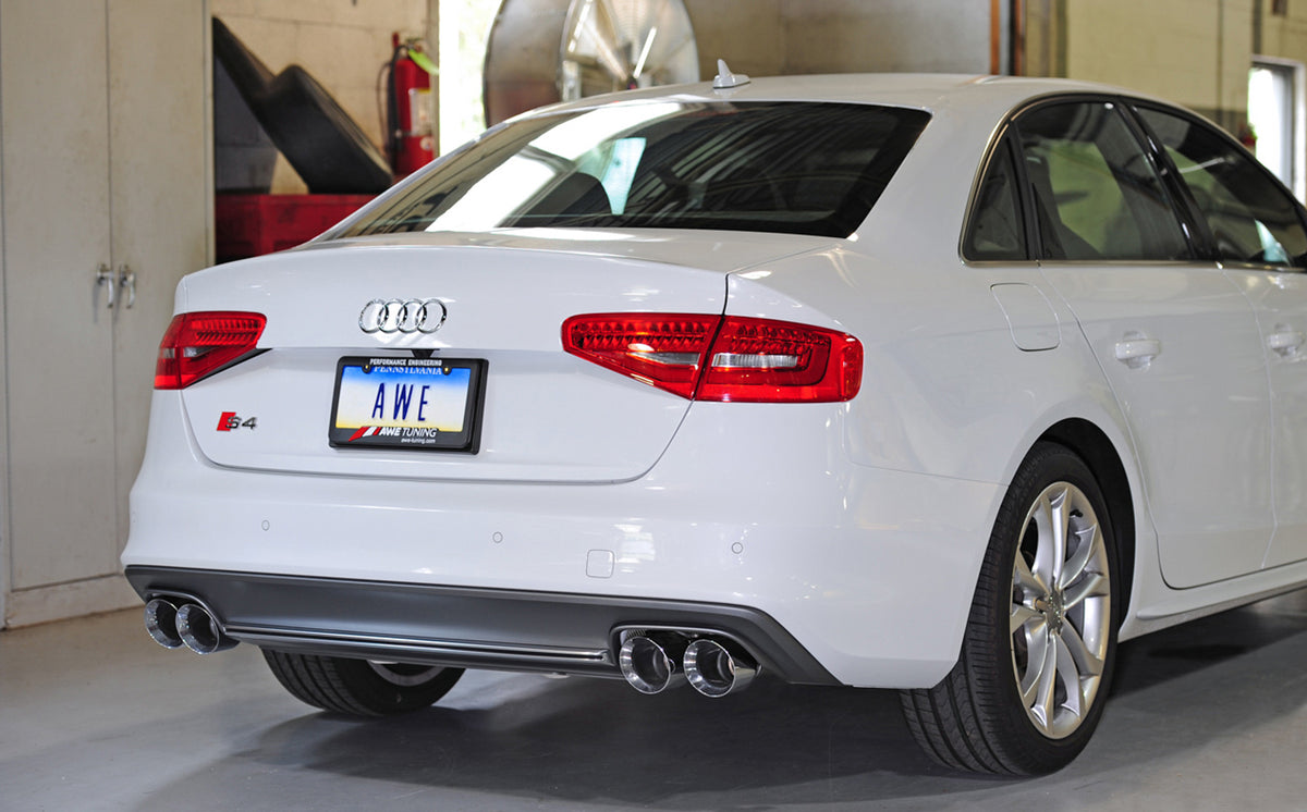 AWE Tuning Audi B8.5 S4 3.0T Track Edition Exhaust - Chrome Silver Tips (102mm) - 3020-42026