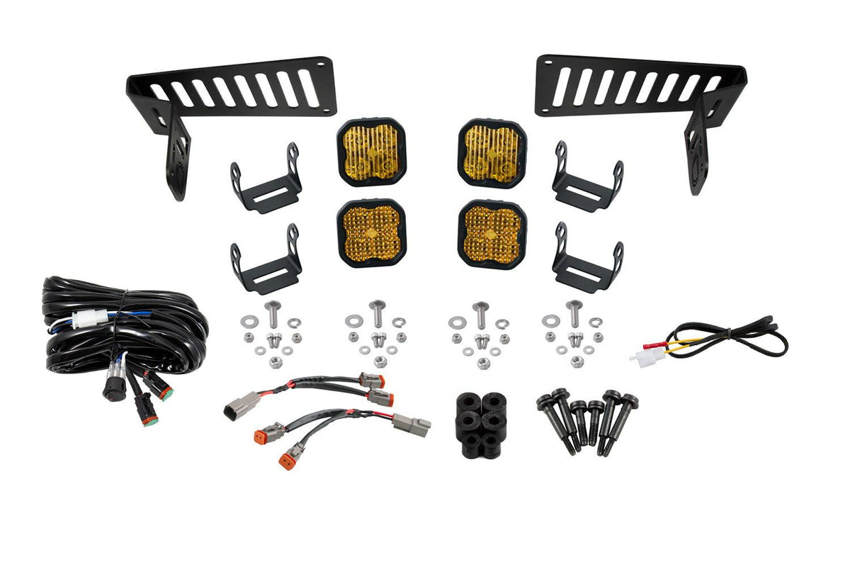 Diode Dynamics 18-21 Jeep JL Wrangler/Gladiator SS3 Cowl LED Bracket Kit - Yellow Pro - DD6556