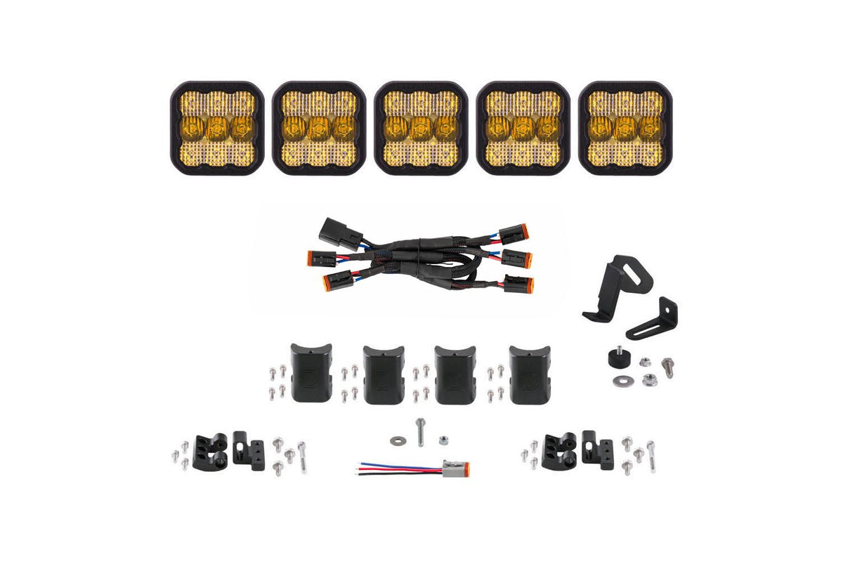 Diode Dynamics SS5 Sport Universal CrossLink 5-Pod Lightbar - Yellow Combo - DD6797