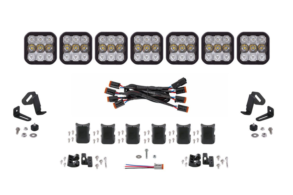 Diode Dynamics SS5 Sport Universal CrossLink 7-Pod Lightbar - White Combo - DD6800