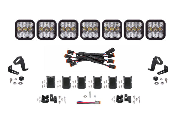 Diode Dynamics SS5 Sport Universal CrossLink 7-Pod Lightbar - White Combo - DD6800 by Diode Dynamics - front view