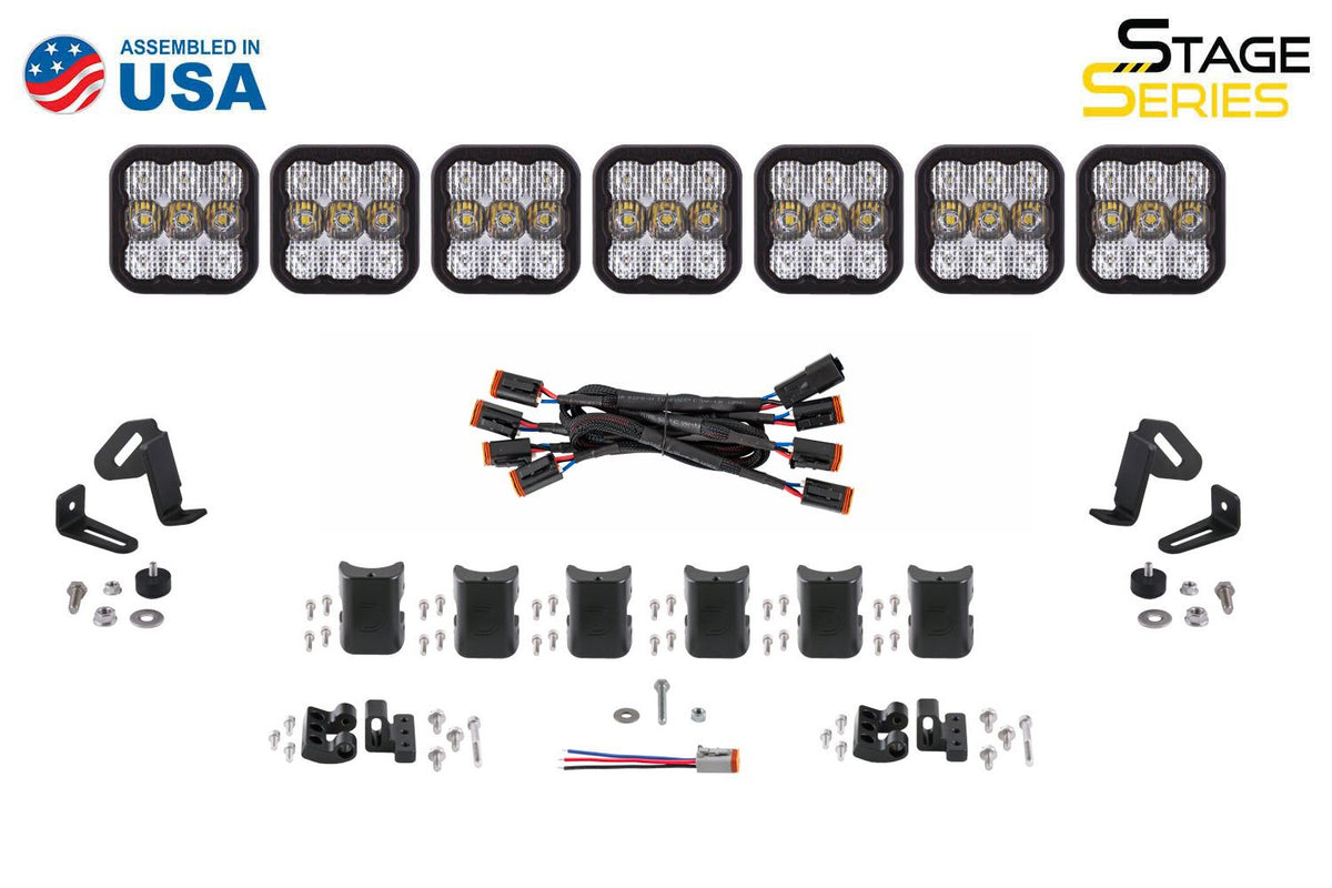 Diode Dynamics SS5 Sport Universal CrossLink 7-Pod Lightbar - Yellow Driving - DD7213