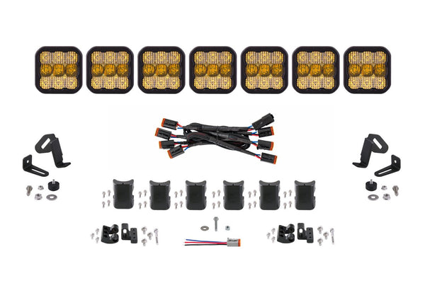 Diode Dynamics SS5 Sport Universal CrossLink 7-Pod Lightbar - Yellow Combo - DD6801 by Diode Dynamics - front view