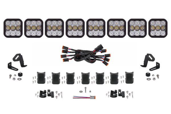 Diode Dynamics SS5 Sport Universal CrossLink 8-Pod Lightbar - White Combo - DD6802 by Diode Dynamics - front view