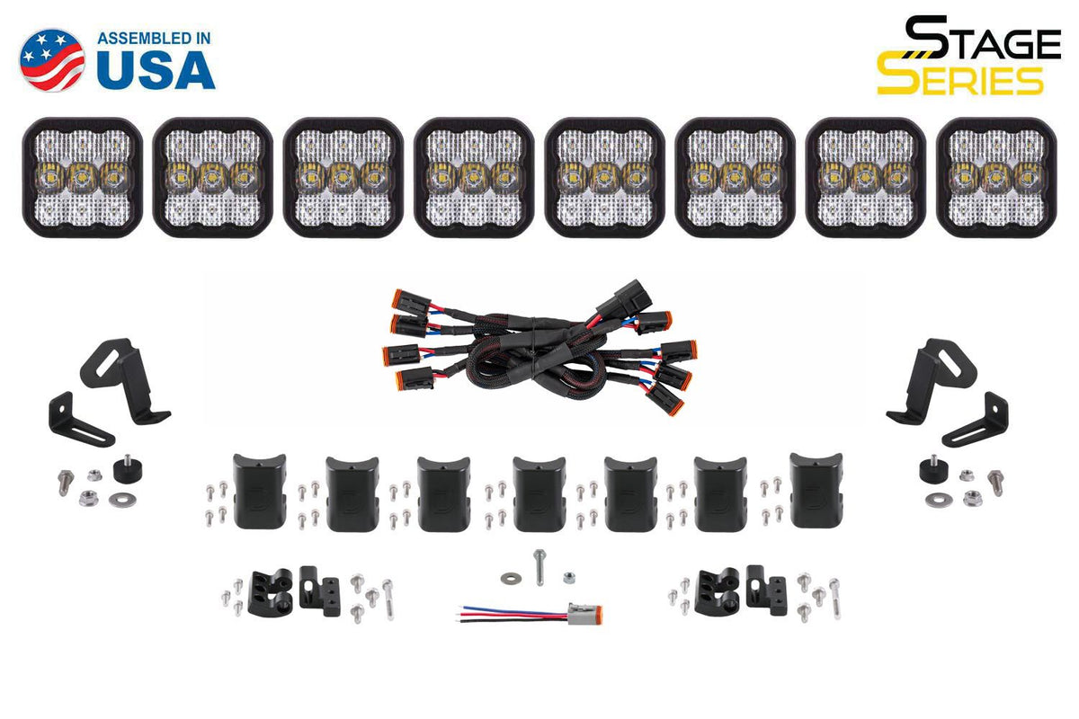 Diode Dynamics SS5 Pro Universal CrossLink 8-Pod Lightbar - White Combo - DD7248