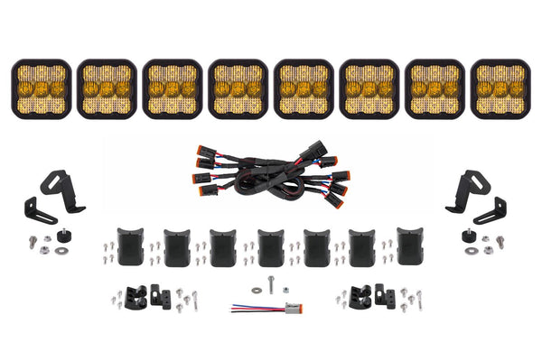 Diode Dynamics SS5 Sport Universal CrossLink 8-Pod Lightbar - Yellow Combo - DD6803 by Diode Dynamics - front view