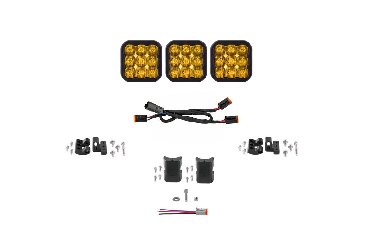 Diode Dynamics SS5 Sport Universal CrossLink 3-Pod Lightbar - Yellow Driving - DD7205