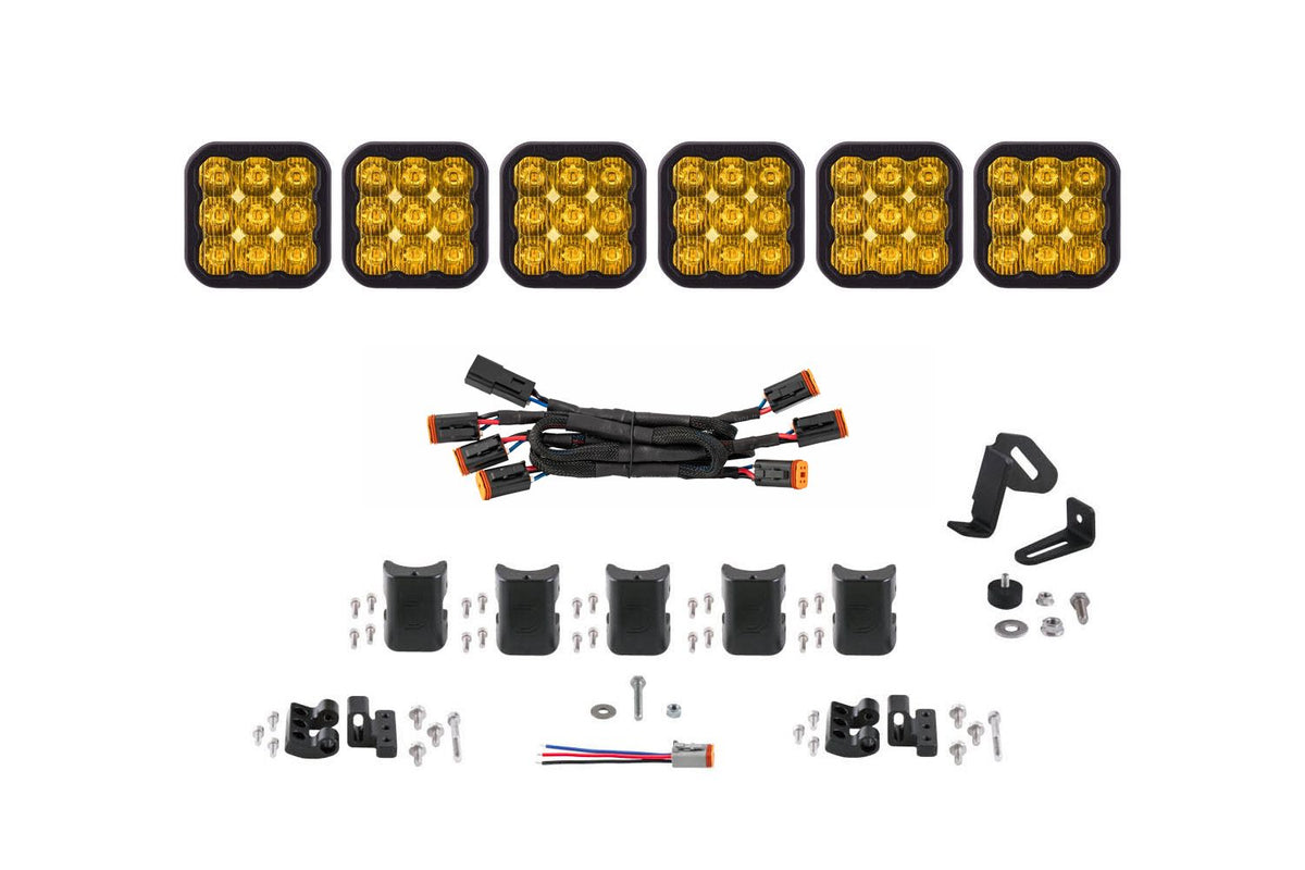 Diode Dynamics SS5 Sport Universal CrossLink 6-Pod Lightbar - Yellow Driving - DD7211