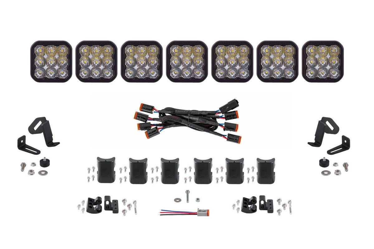 Diode Dynamics SS5 Sport Universal CrossLink 7-Pod Lightbar - White Driving - DD7212