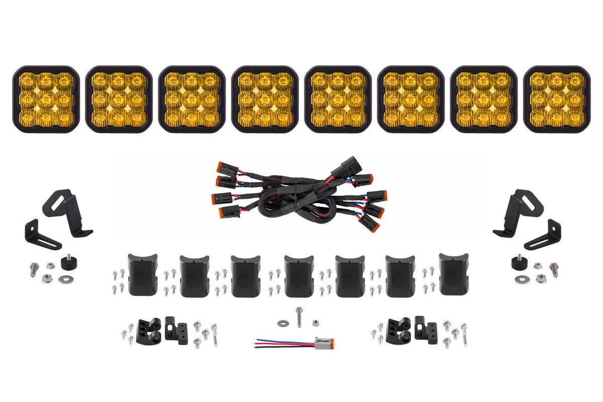 Diode Dynamics SS5 Sport Universal CrossLink 8-Pod Lightbar - Yellow Driving - DD7215