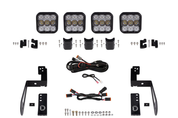 Diode Dynamics Jeep JK SS5 4-Pod CrossLink Grille Lightbar Kit Sport - White Combo - DD7229 for 2007-2018 Jeep Wrangler - fro