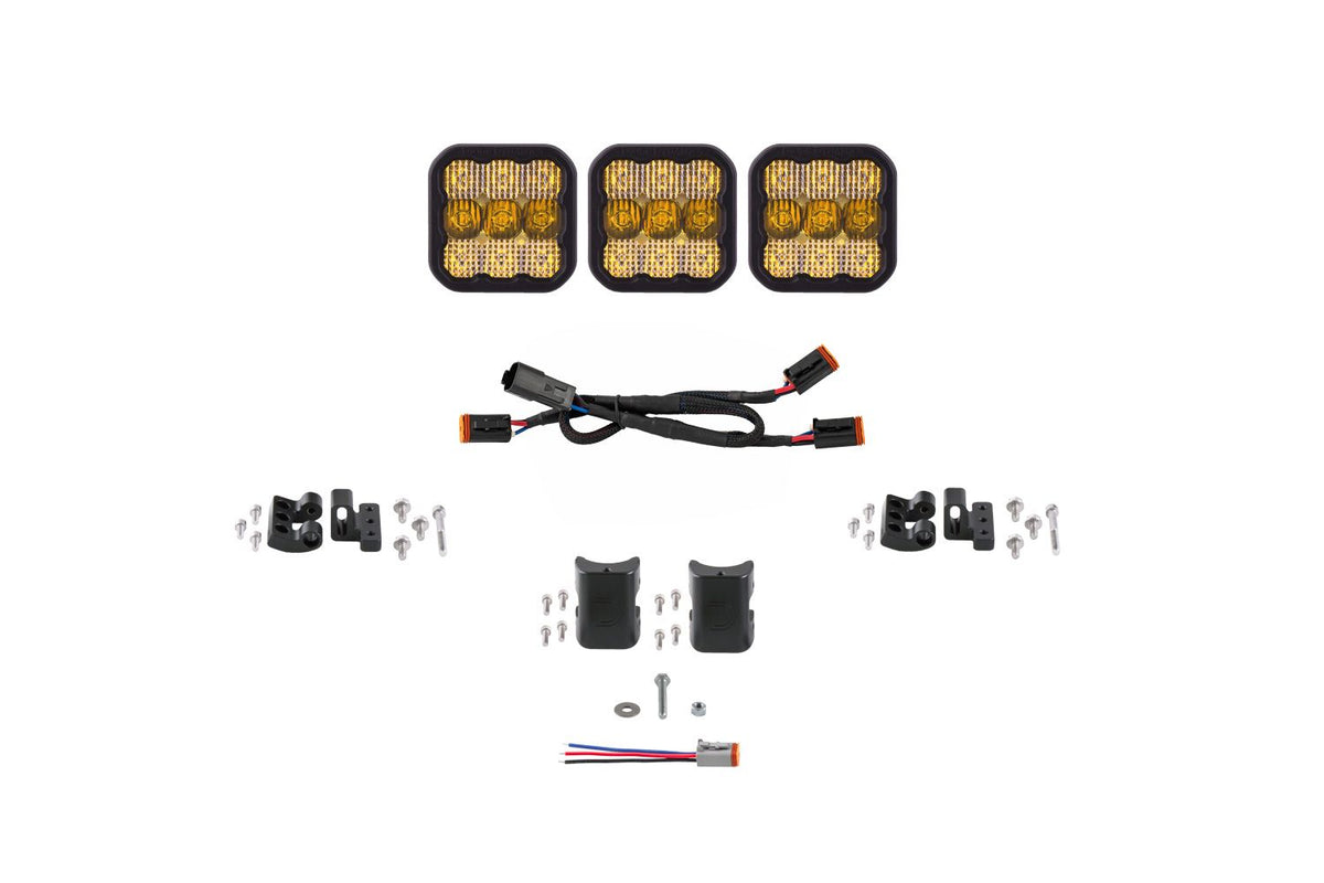 Diode Dynamics SS5 Pro Universal CrossLink 3-Pod Lightbar - Yellow Combo - DD7239