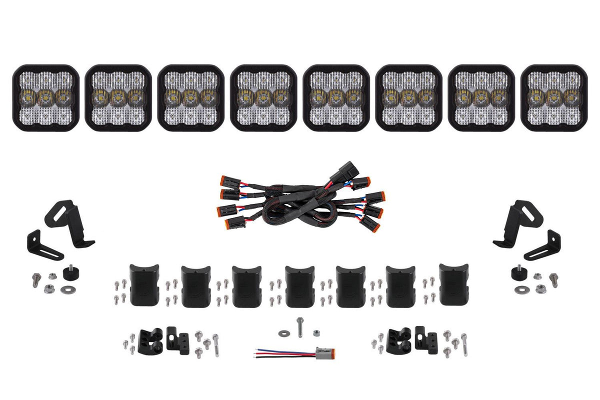 Diode Dynamics SS5 Pro Universal CrossLink 8-Pod Lightbar - White Combo - DD7248