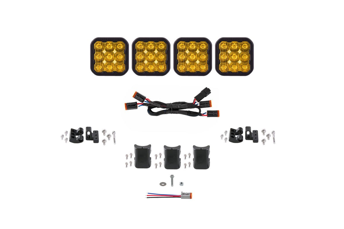 Diode Dynamics SS5 Pro Universal CrossLink 4-Pod Lightbar - Yellow Driving - DD7253