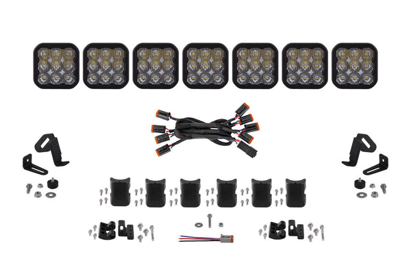 Diode Dynamics SS5 Pro Universal CrossLink 7-Pod Lightbar - White Driving - DD7258 by Diode Dynamics - front view