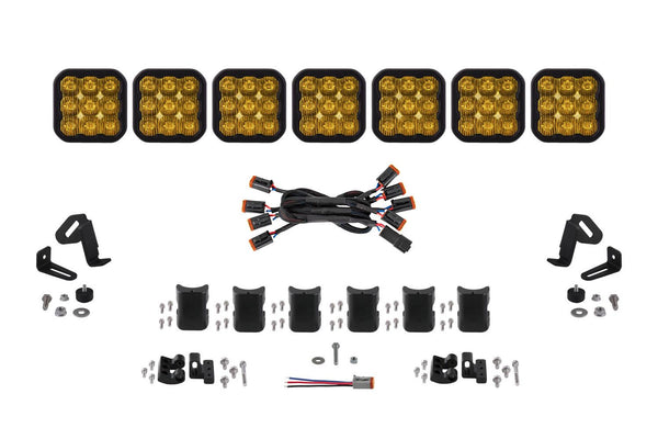 Diode Dynamics SS5 Pro Universal CrossLink 7-Pod Lightbar - Yellow Driving - DD7259 by Diode Dynamics - front view