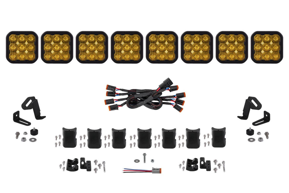 Diode Dynamics SS5 Pro Universal CrossLink 8-Pod Lightbar - Yellow Driving - DD7261